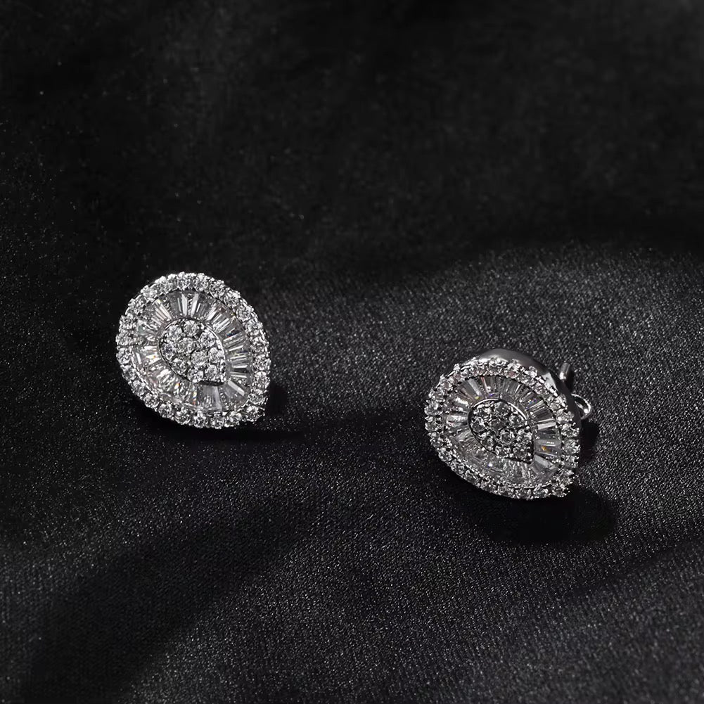 Icy Baguette Teardrop Studs