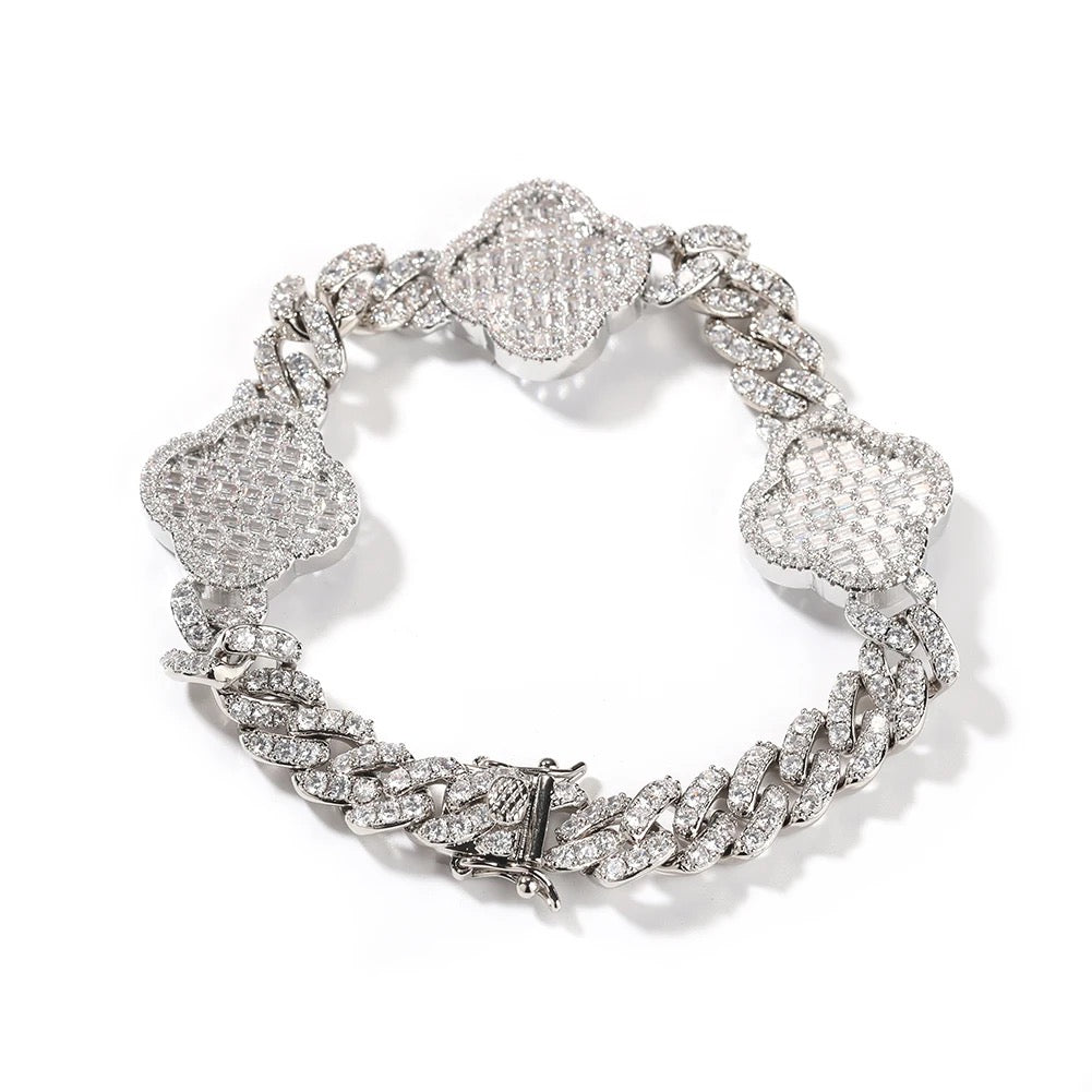 Thick Clover Cuban Bracelet