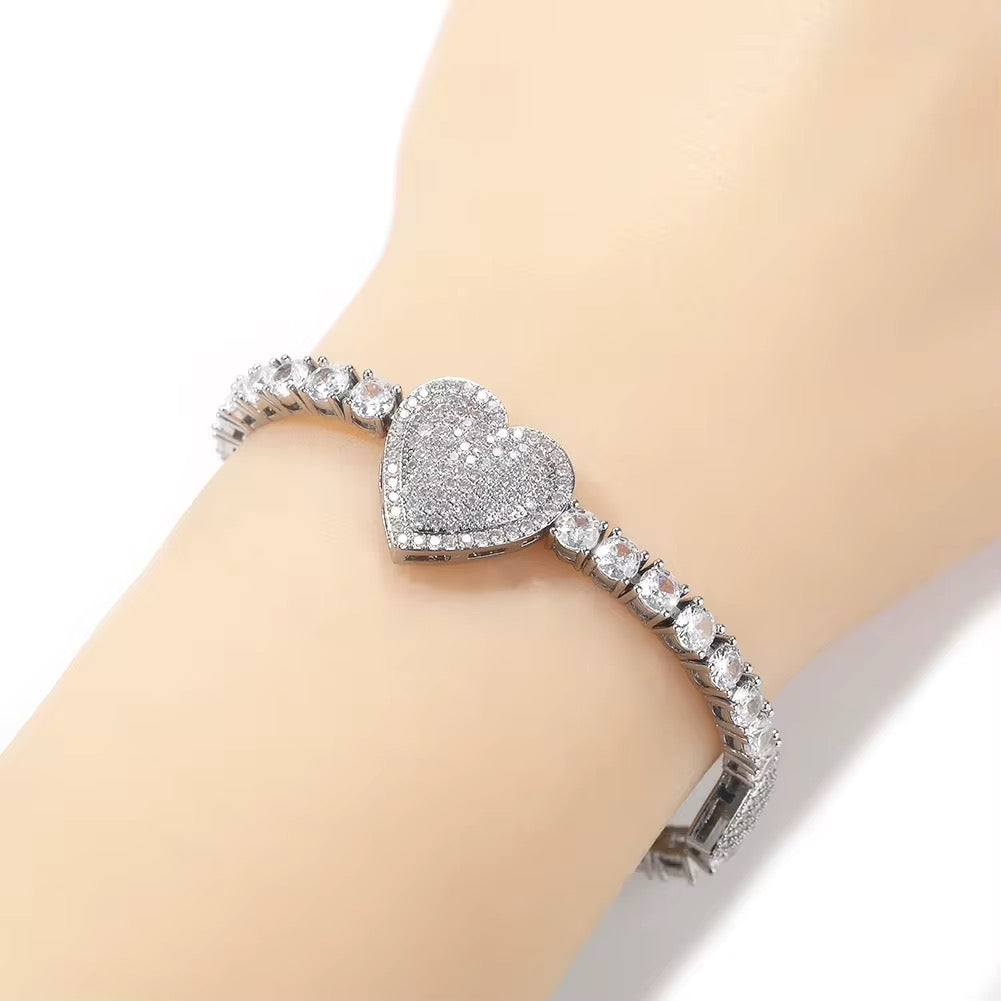 Icy Heart Tennis Bracelet