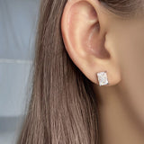 Icy Rectangle Stud Earrings