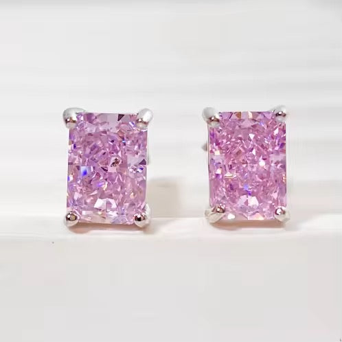 Icy Rectangle Stud Earrings