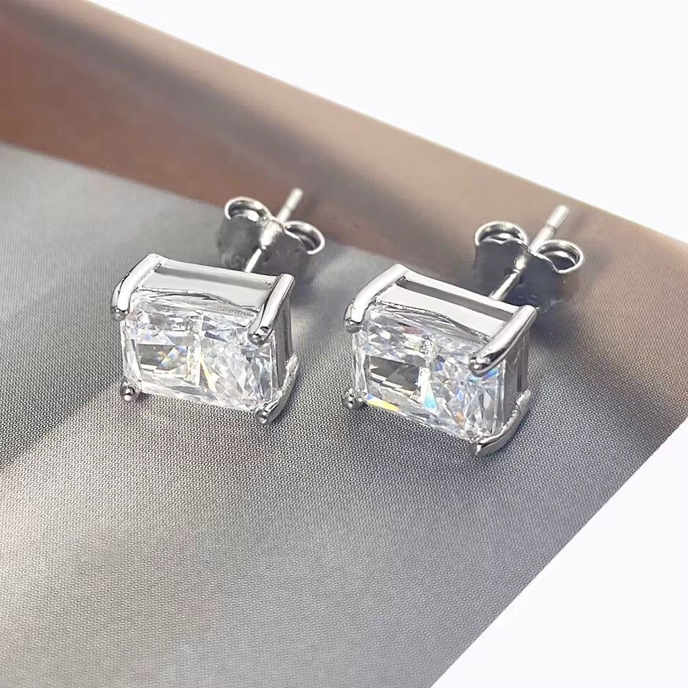 Icy Rectangle Stud Earrings