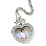 Crown Heart Photo Necklace