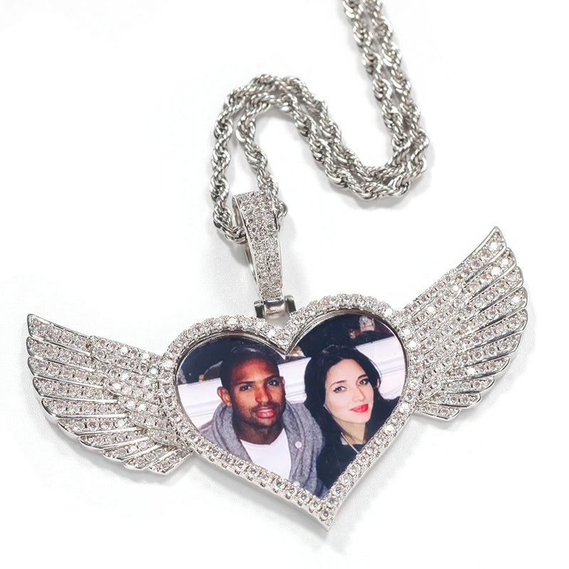 Heart Wings Photo Necklace