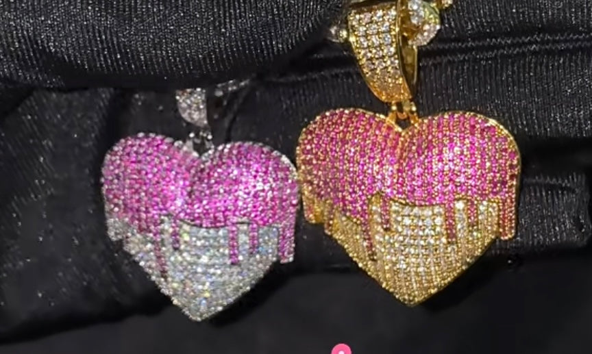 Pink Heart Drip Necklace