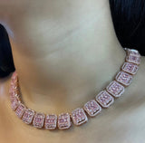 Frosted Square  Baguette Necklace