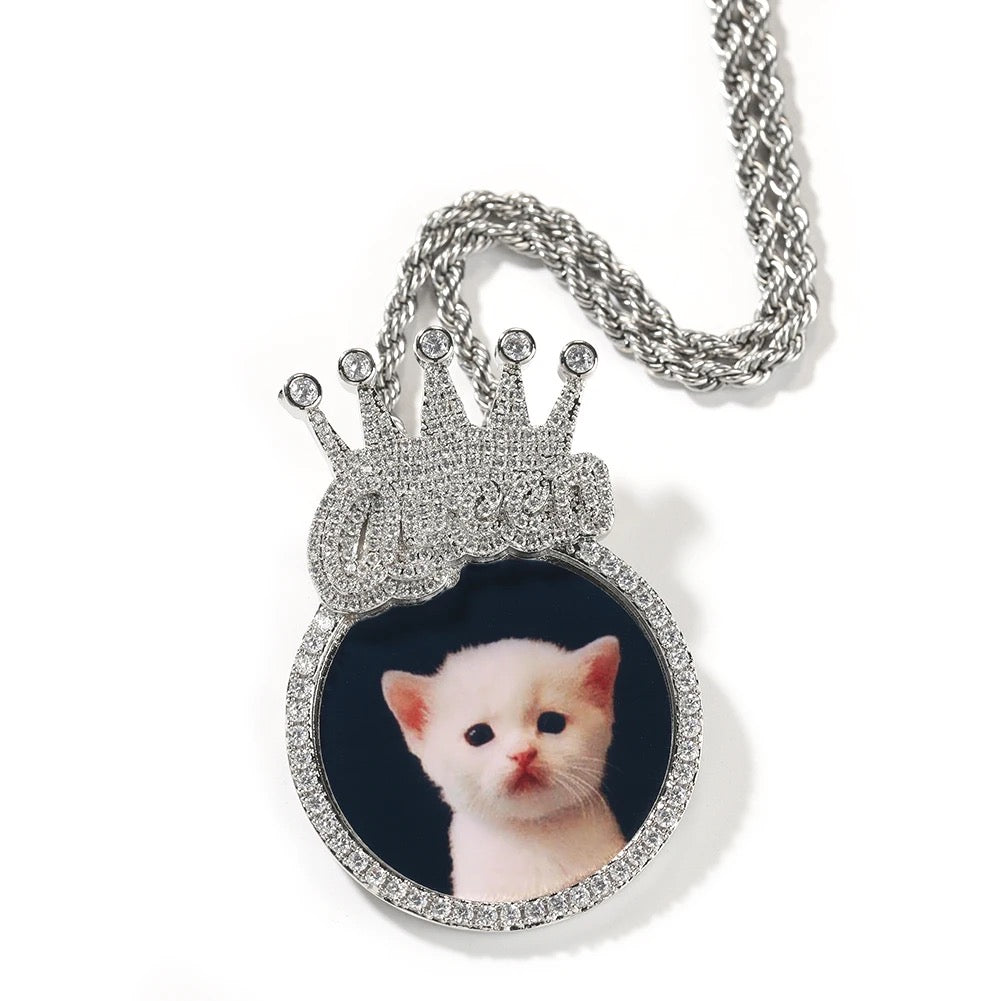 Crown Name Photo Necklace
