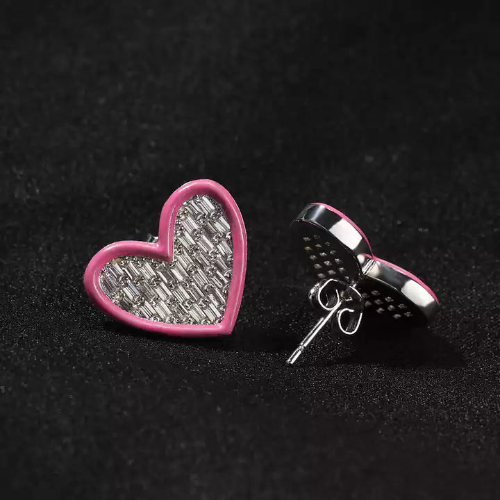 Heart Shape Baguette Earrings