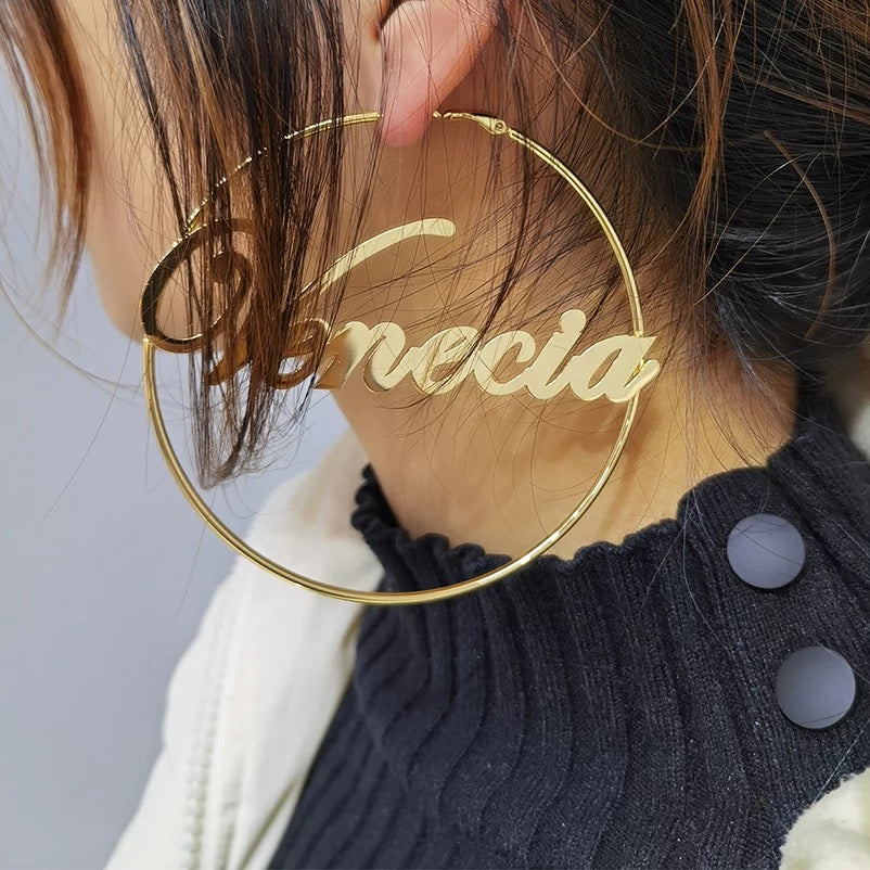 Custom Name Hoop Earrings