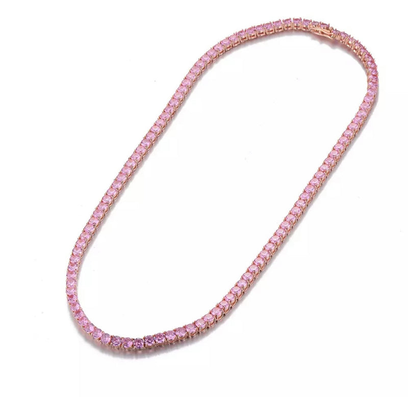 Pink Topaz Tennis Necklace (Emerald-Cut) – Arkay Jewellery