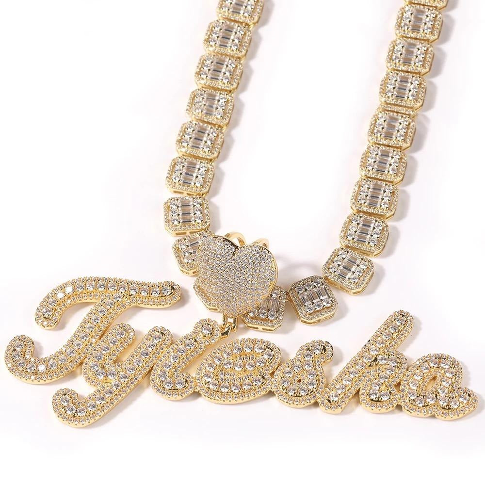 Heart Square Baguette Necklace