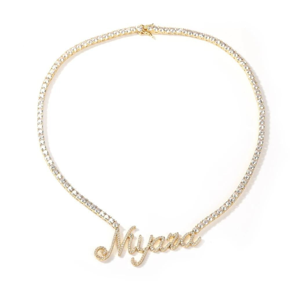 Icy Script Tennis Necklace