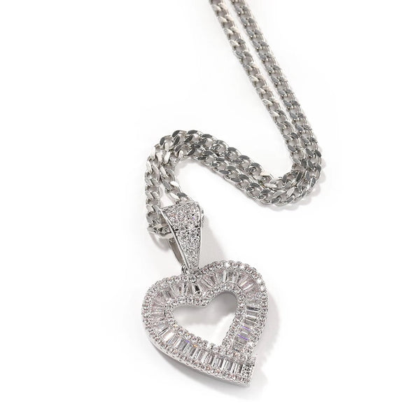 Baguette Heart Pendant Necklace