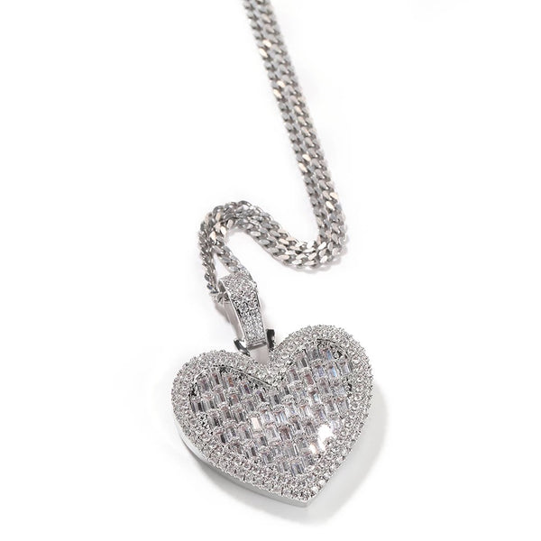 Icy Baguette Heart Chain