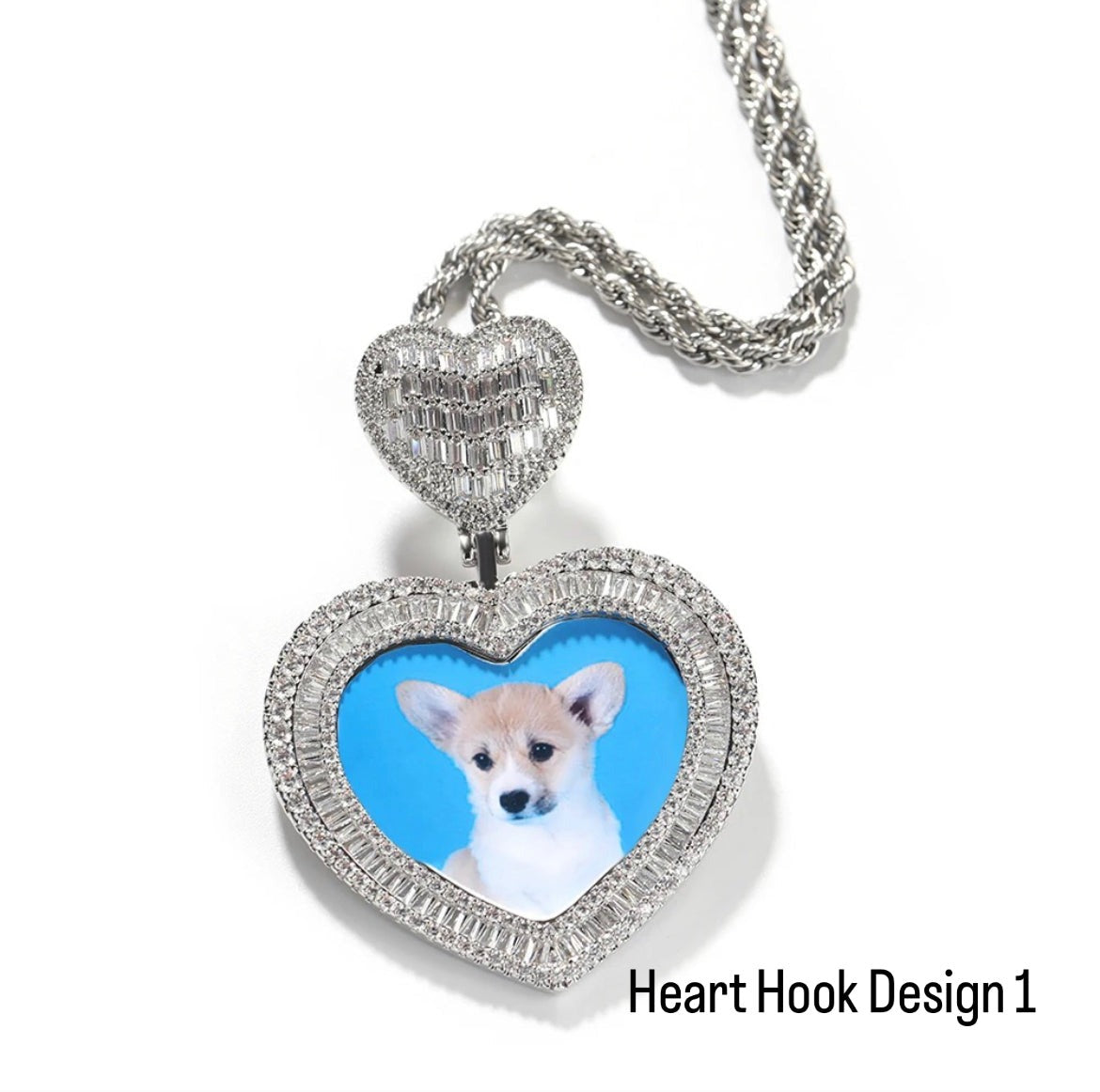 Heart Baguette Photo Necklace