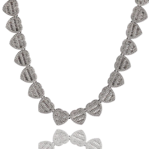 Icy Baguette Hearts Necklace