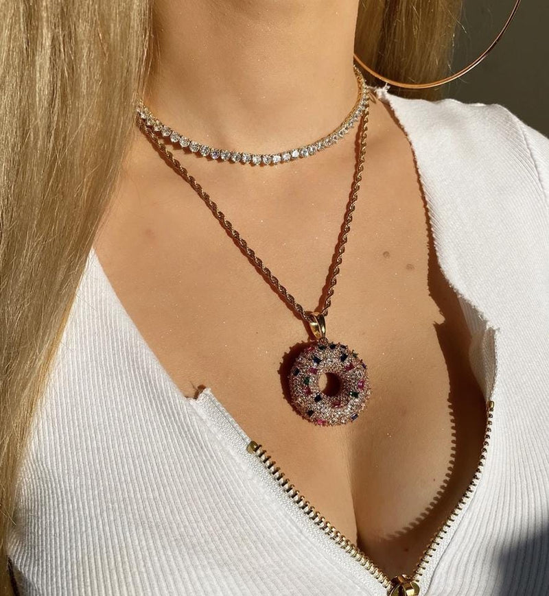 Icy Donut Pendant Necklace
