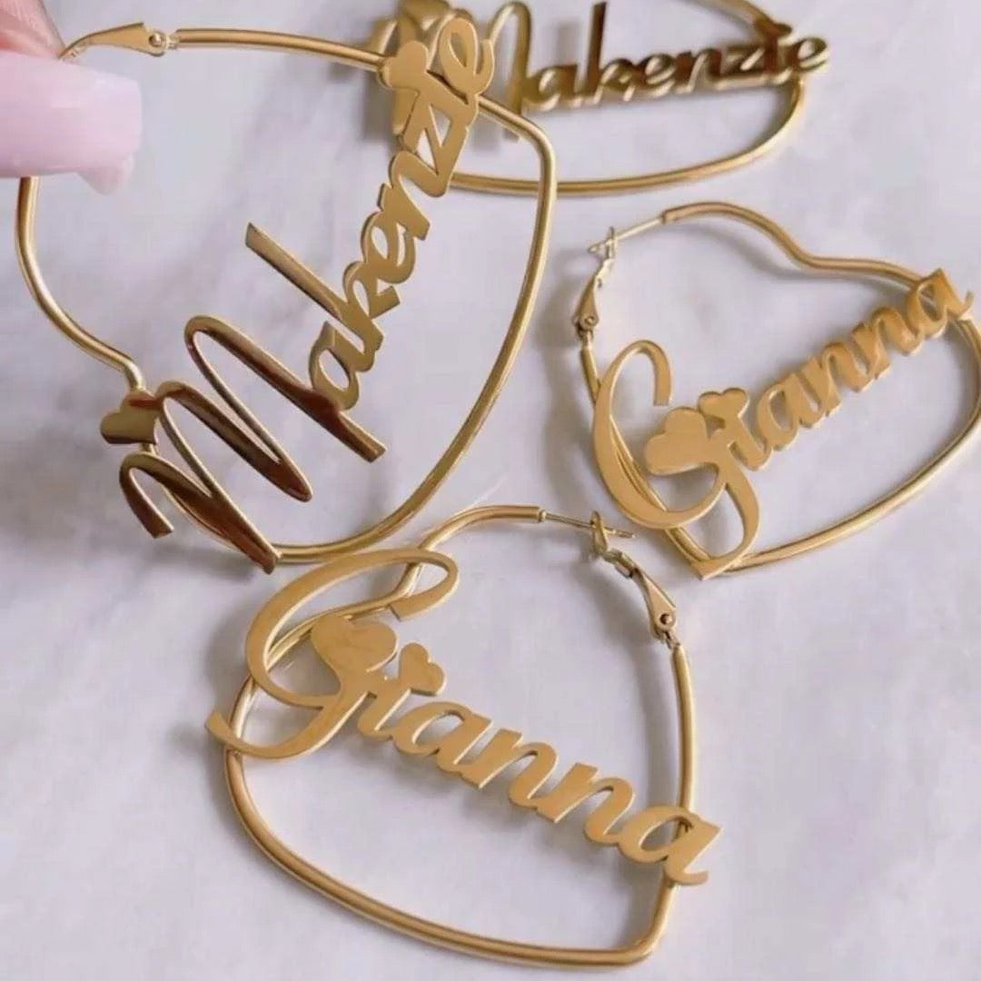 Custom Heart Hoop Earrings