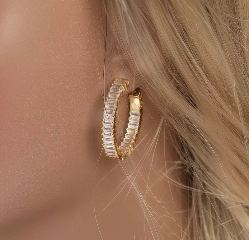 Thick Icy Baguette Hoops