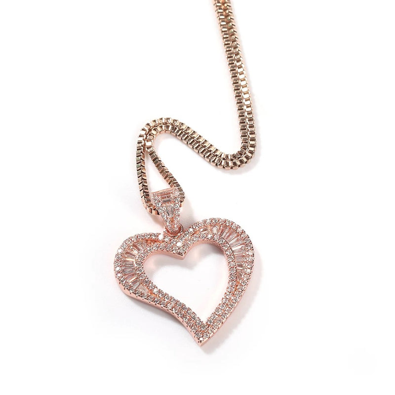 Baguette Heart Swirl Necklace