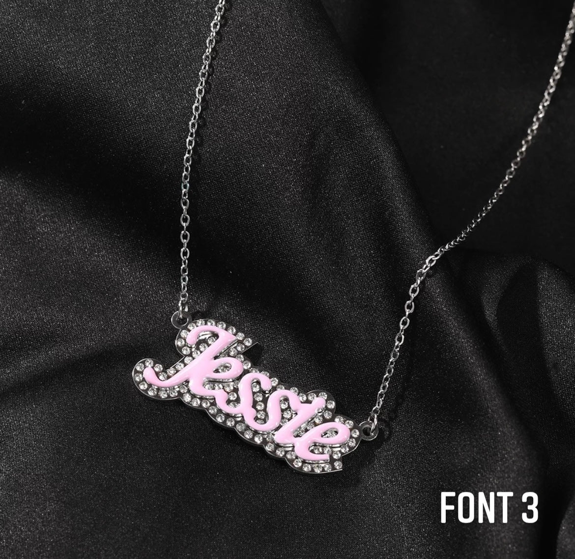 Pink Oil Dipped Nameplate Necklace