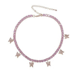 Pink Butterfly Tennis Necklace