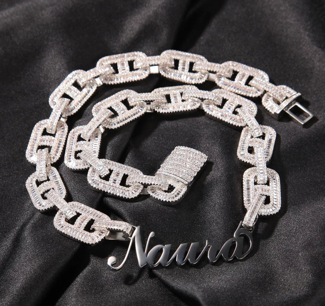 Frosted Custom Baguette Necklace