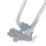 Custom Blue Icy Heart Necklace