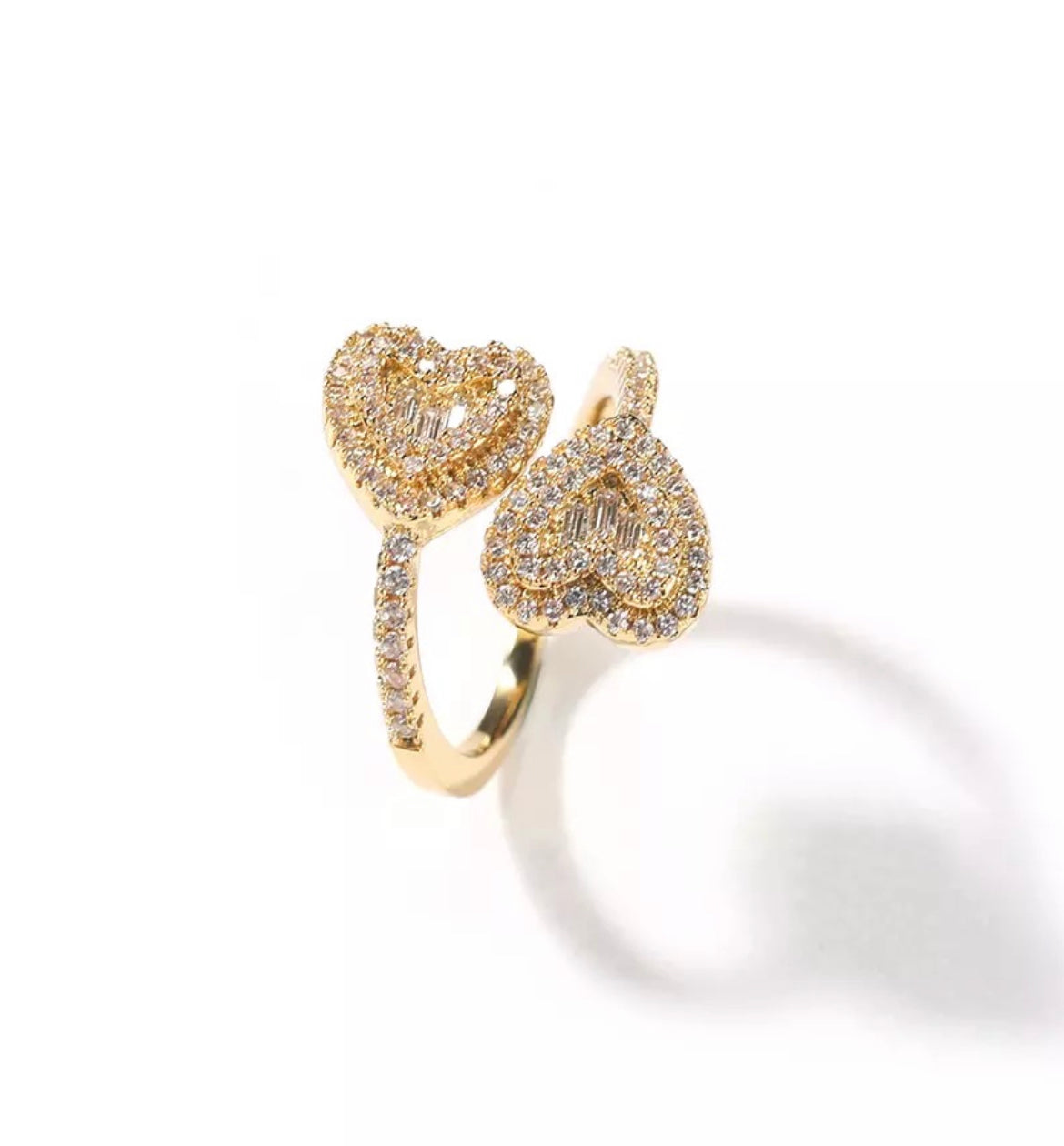 Icy Baguette Hearts Ring