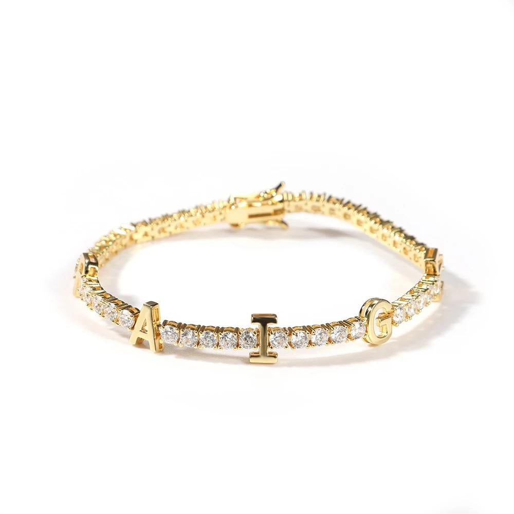 Custom Name Charm Tennis Bracelet