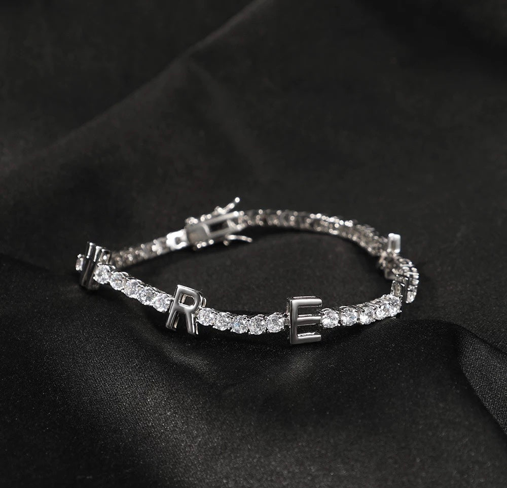 Custom Name Charm Tennis Bracelet