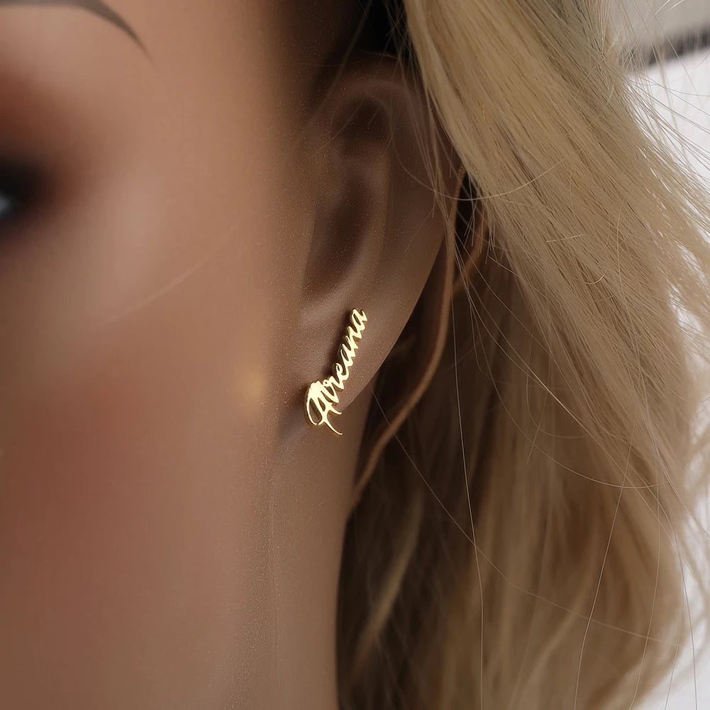 Custom Name Stud Earrings