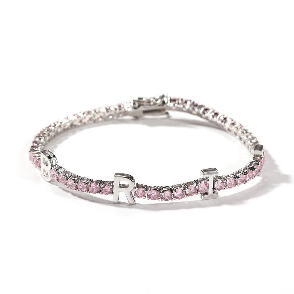 Custom Name Charm Tennis Bracelet