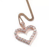 Icy Open Heart Pendant Necklace