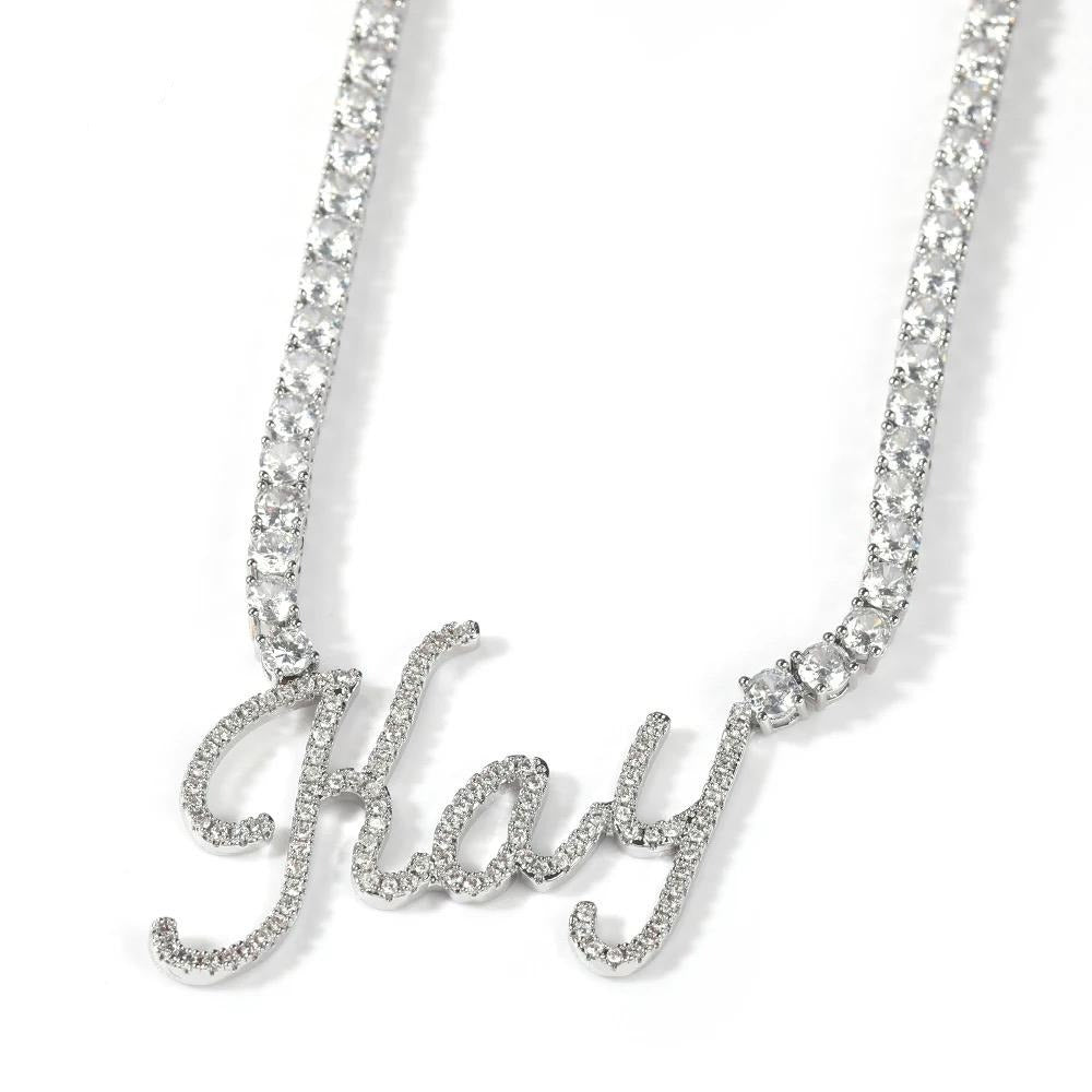Icy Script Tennis Necklace