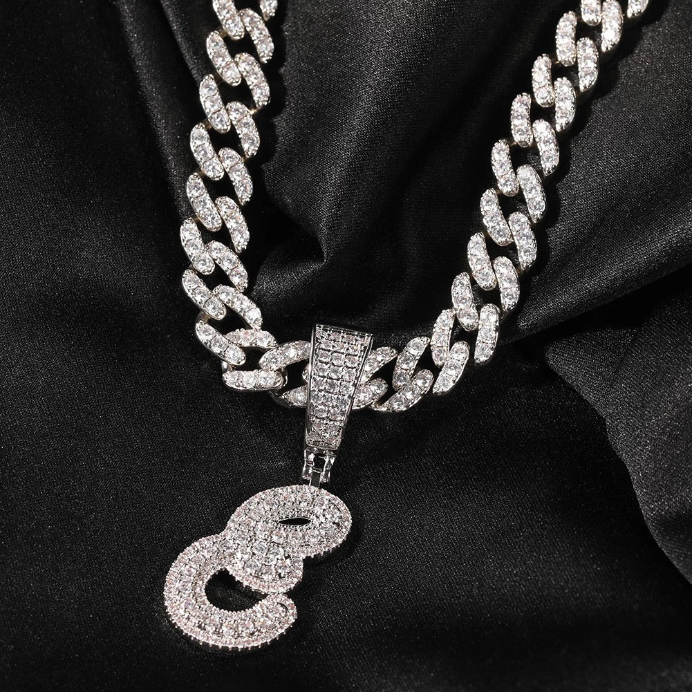 Custom Frosted Initial Cuban Necklace
