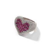 Iced Out Baguette Heart Ring