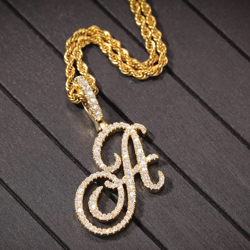 Cursive Script Initial Necklace