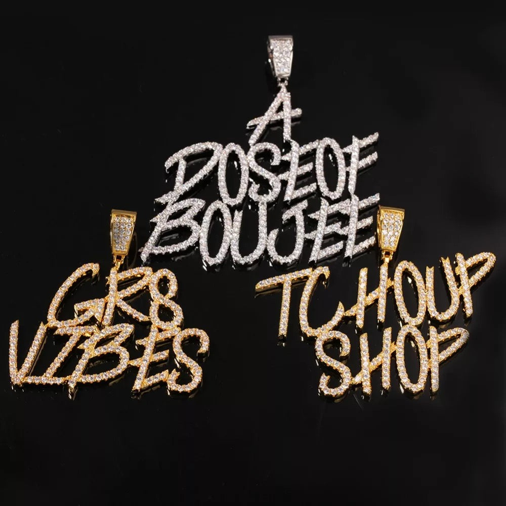 Icy Custom Font Rope Chain Necklace