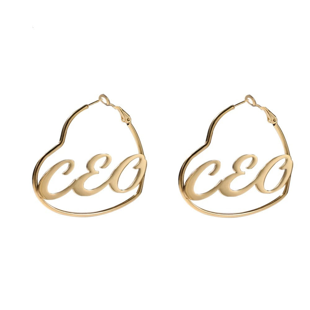 Custom Heart Hoop Earrings