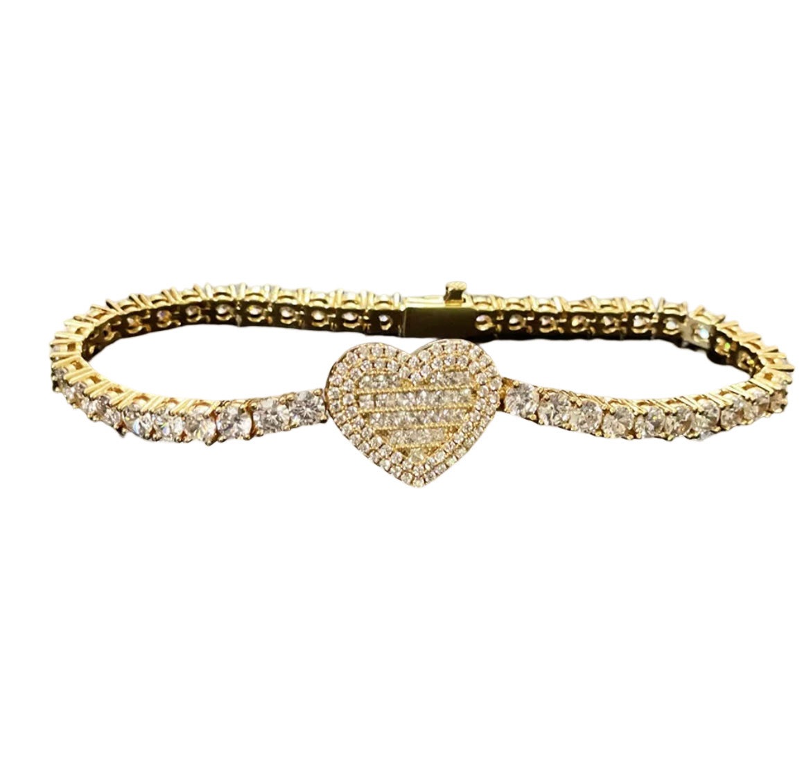 Baguette Heart Tennis Bracelet