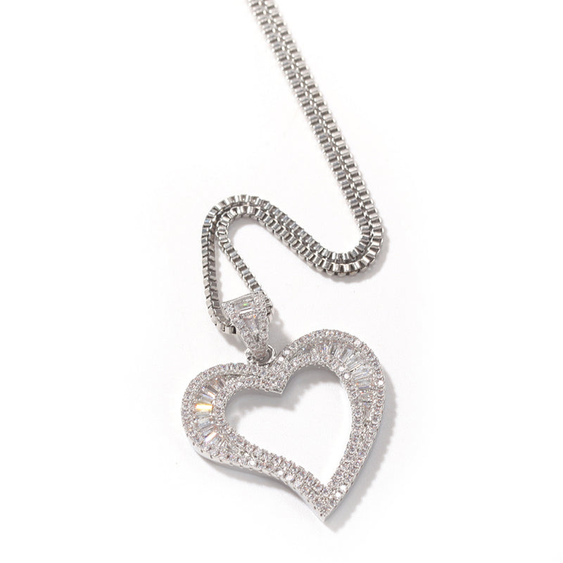Baguette Heart Swirl Necklace