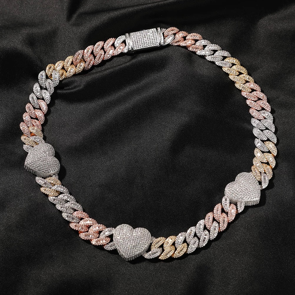Custom Miami Baguette Hearts Cuban | 16MM