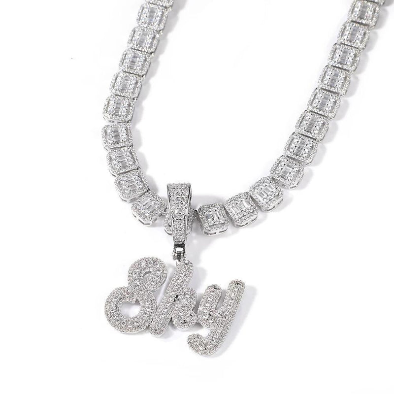 Icy Square Custom Baguette Necklace (9MM)